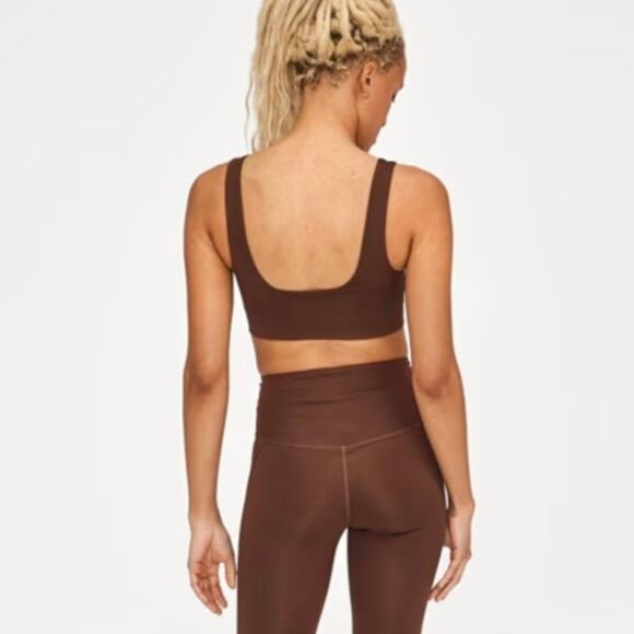 Girlfriend Collective Tommy Square Neck Sports Bra Chocolate Brown XL NWT - Picture 8 of 8